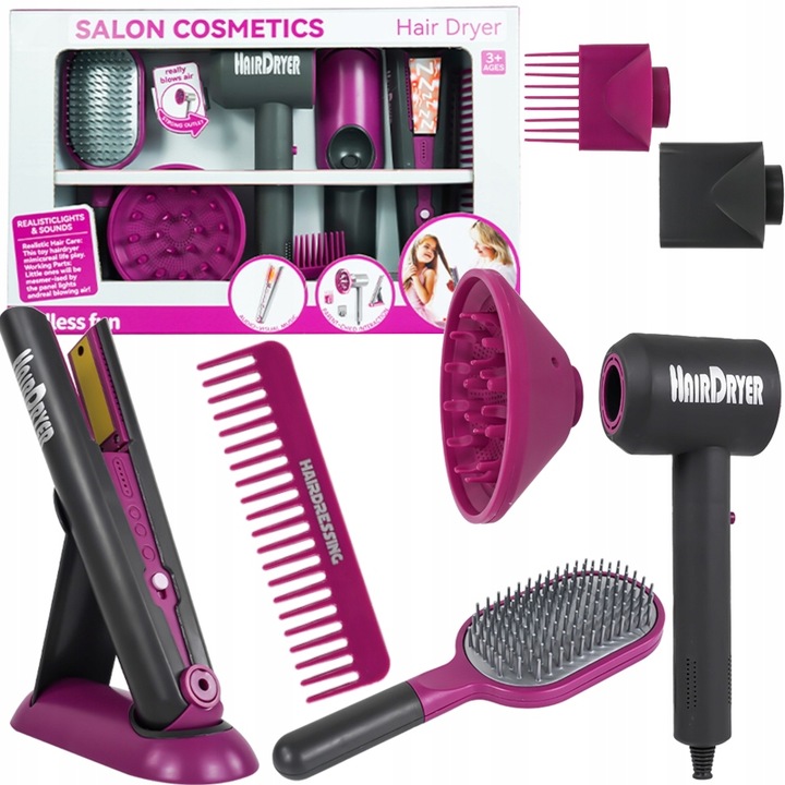 Akcesoria do włosów dla dzieci zabawa fryzjer suszarka szczotka prostownica