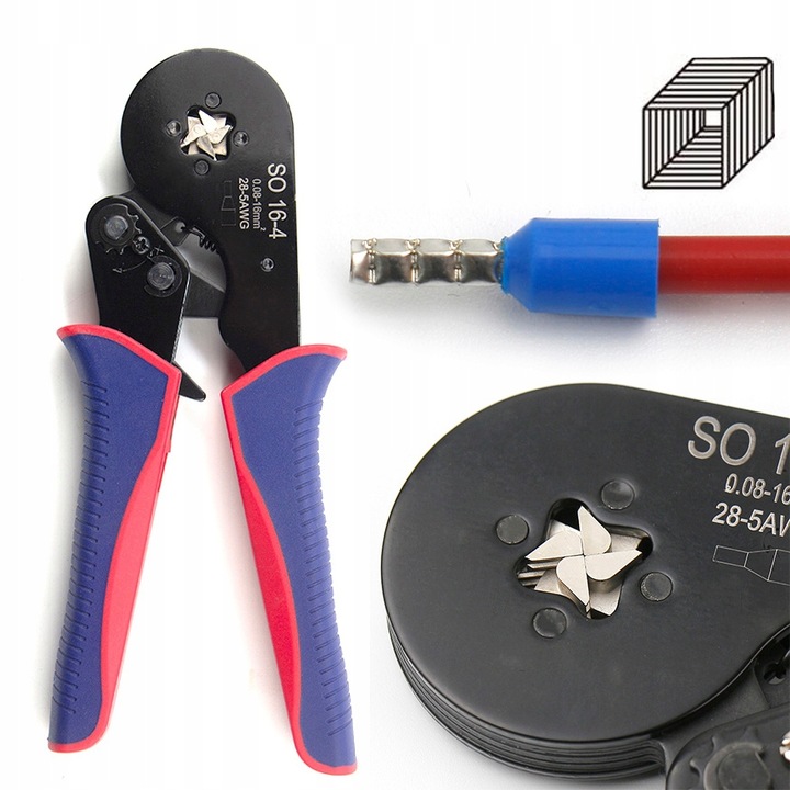 Zaciskarka Praska do Tulejek Kabli Konektorów Przewodów 0,08 mm2 - 16 mm2