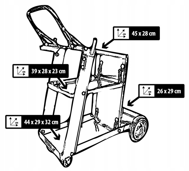 Wózek spawalniczy DEDRA do spawarki Półka na butle Stabilny Mobilny 4 półki