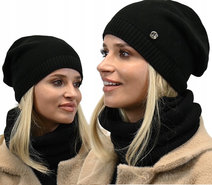 Komplet Czapka z Tubą Znakomita Jakość Czarny B1