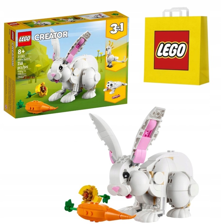 KLOCKI LEGO CREATOR 31133 BIAŁY KRÓLIK PAPUGA FOKA NOWY DLA DZIECI + TORBA