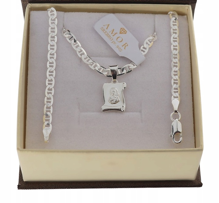 SREBRNY PEŁNY ŁAŃCUSZEK MĘSKI GUCCI Z ZAWIESZKĄ PR. 925 + GRAWER GRATIS