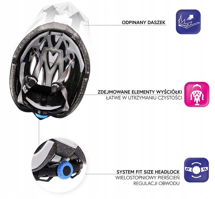 KASK ROWEROWY REGULOWANY METEOR SHIMMER M 55-58 siatka otwory wentylacyjne