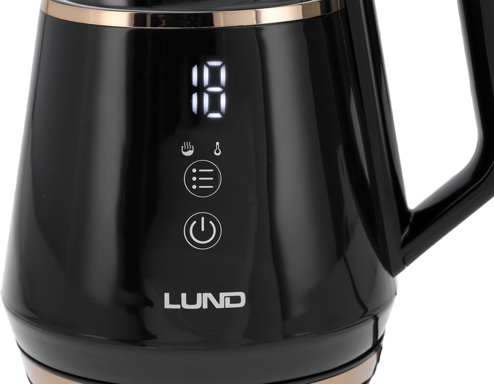 CZAJNIK ELEKTRYCZNY LUND 1100W 1L CZARNY Z REGULACJĄ TEMPERATURY 40-100°C