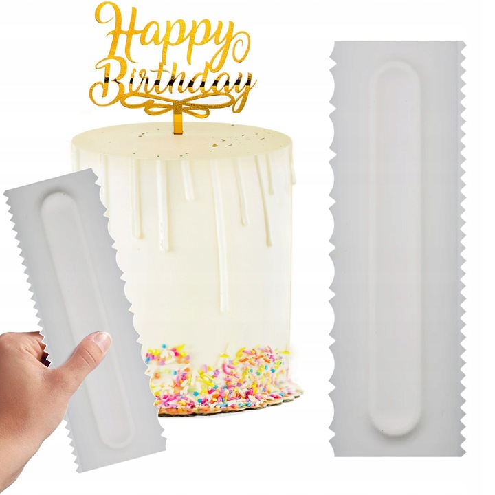 SZPATUŁKA PACKA SKROBKA DEKORATOR DO TYNKOWANIA TORTÓW 2-STRONNA PLASTIKOWA