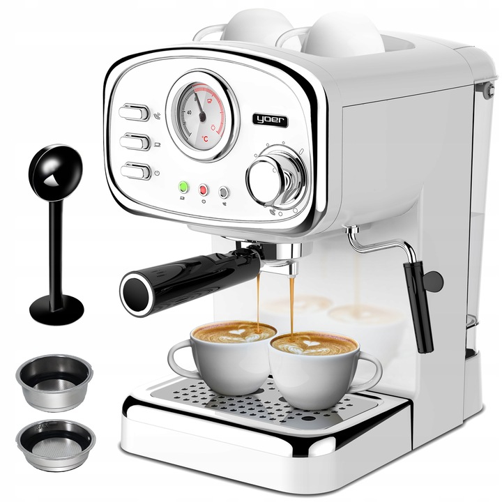 Kolbowy ekspres ciśnieniowy Yoer Breve 1100 W biały