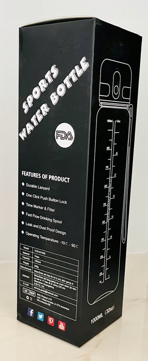 Butelka Bidon na Wodę Miarka Motywacyjna 1L TRITAN 1000ml + sitko na owoce