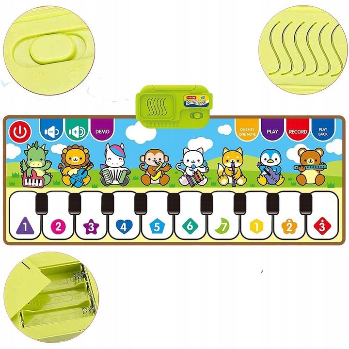 MATA MUZYCZNA DO TAŃCZENIA DLA DZIECI INTERAKTYWNA PIANINKO NAGRYWANIE GRA