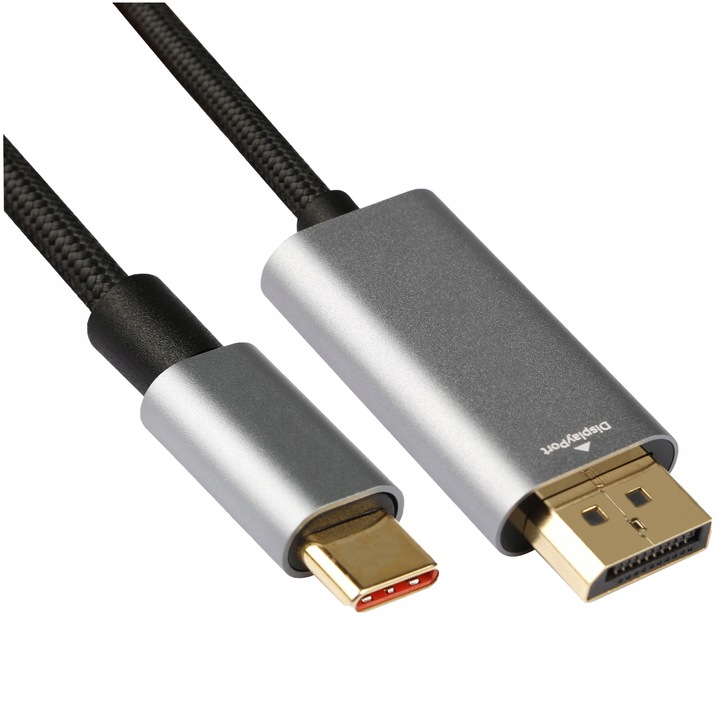 KABEL PRZEWÓD DISPLAYPORT USB-C TYP THUNDERBOLT MACBOOK PLECIONKA 8K 4K 2M