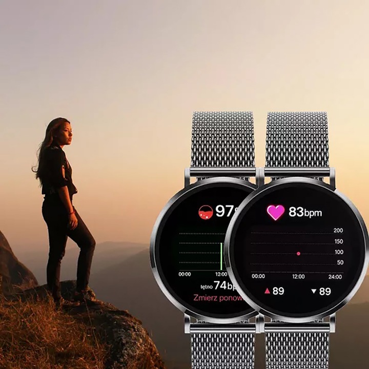 SMARTWATCH ENTER AURA - FUNKCJE ZDROWOTNE TĘTNO KALORIE KROKI ROZMOWY SMS