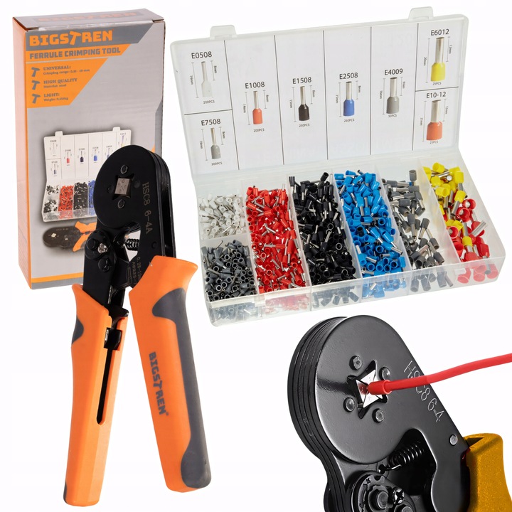 ZACISKARKA PRASKA DO TULEJEK KOŃCÓWEK 0,25-10MM ZESTAW DO TULEJEK 1200 SZT