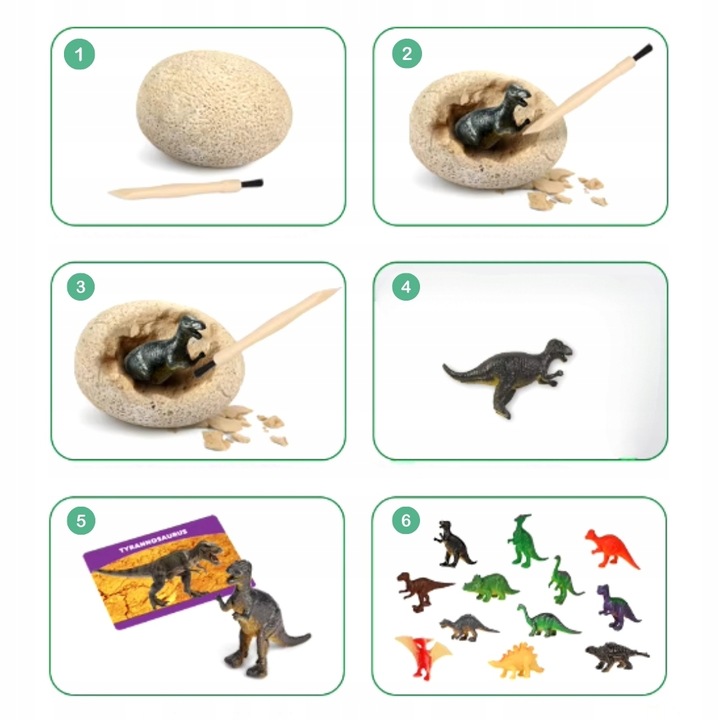 ZESTAW KOPALNIA DINOZAURÓW WYKOPALISKA ARCHEOLOG 12 DUŻYCH JAJ + KARTY