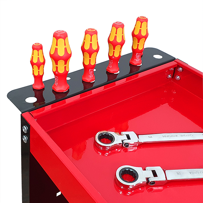 Wózek trzypółkowy warsztatowy narzędziowy 3PA cz ze ściankami Sherman