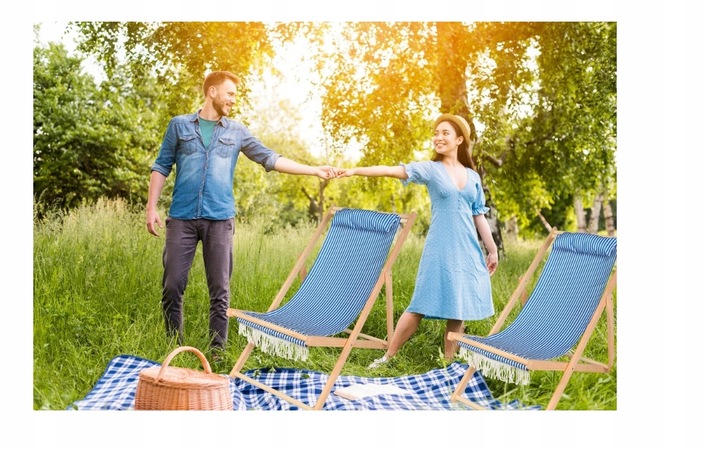 Leżak L66L drewno błękity i granat