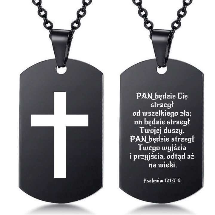 Zawieszka Nieśmiertelnik z Krzyżem Modlitwa Stal