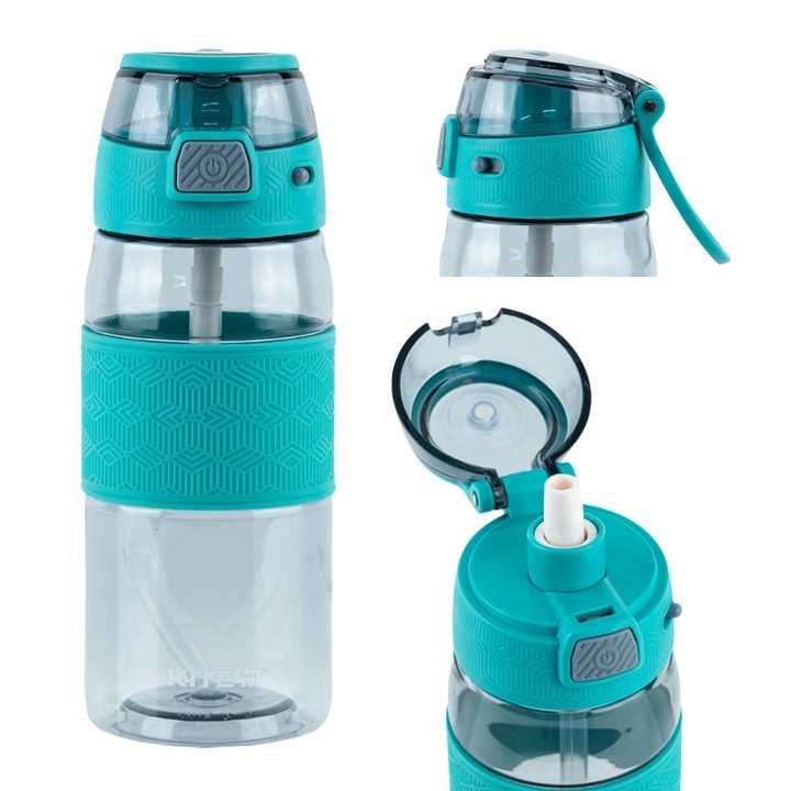 BUTELKA NA WODĘ BIDON SZKOLNY Z USTNIKIEM 600 ml SZARA Kite