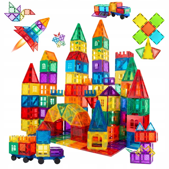 EDUKACYJNE KLOCKI MAGNETYCZNE KONSTRUKCYJNE ZESTAW 100 el PANELE DLA DZIECI