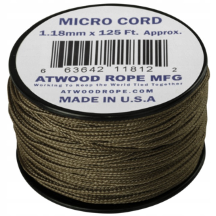 LINKA MICRO CORD SZNUR NA SZPULI ATWOOD ROPE MFG 38m (125ft) DO 46KG Coyote