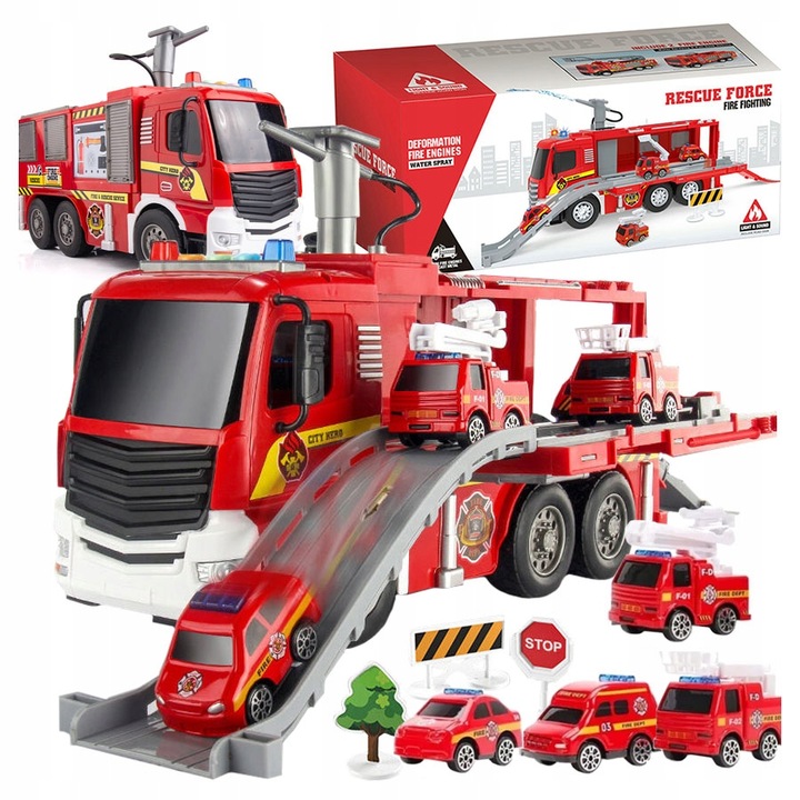 STRAŻ POŻARNA WÓZ SAMOCHÓD STRAŻACKI Z NAPĘDEM LEJE WODĄ ŚWIATŁO DŹWIĘK