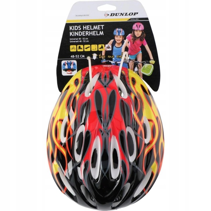 KASK ROWEROWY DZIECIĘCY REGULOWANY DUNLOP R. (48-52CM ) - FIRE
