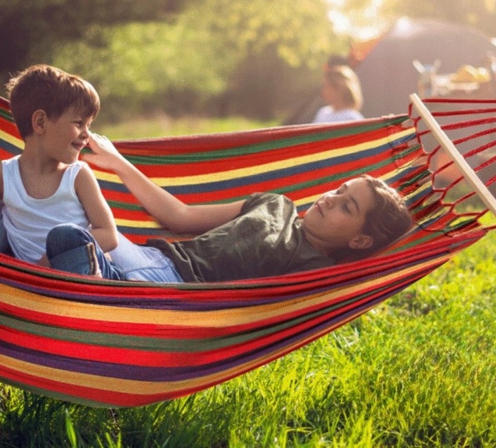 Hamak z DRĄŻKIEM 2 osobowy z pałąkiem XXL hamak ogrodowy czerwony