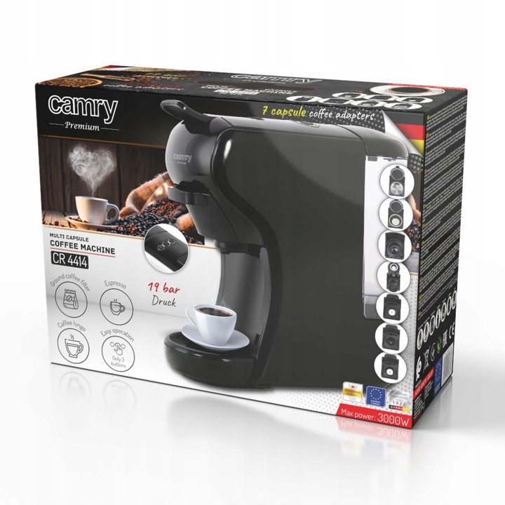 Ekspres kapsułkowy Camry CR 4414 bb 19 bar czarny