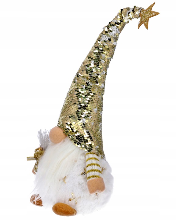 SKRZAT świąteczny KRASNAL gnom 47 cm Mikołaj DUŻY biały Świecący JUMIhome