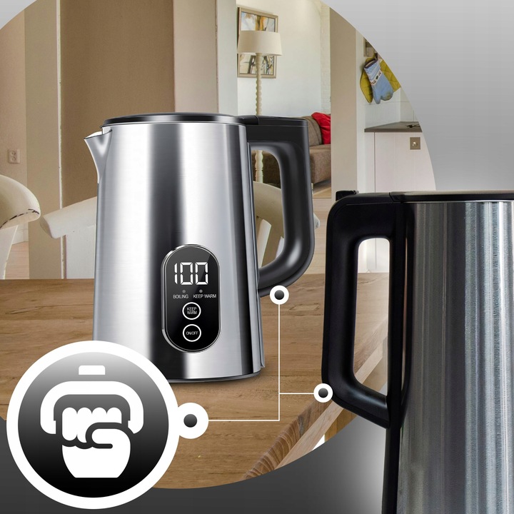 CZAJNIK ELEKTRYCZNY BEZPRZEWODOWY DOTYKOWY 1800W REGULACJA TEMPERATURY 1,8L