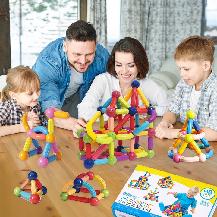 DUŻE KLOCKI MAGNETYCZNE KONSTRUKCYJNE EDUKACYJNE STICKS PATYCZKI XXL 98 ele