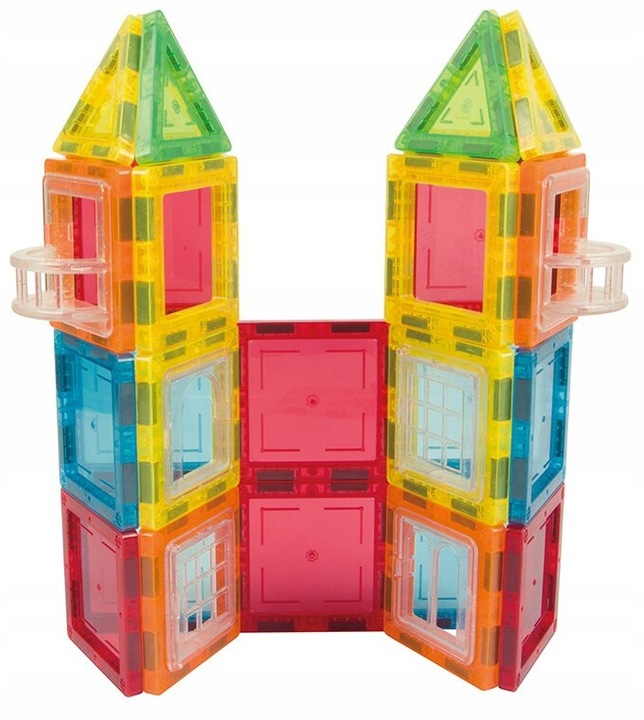 KLOCKI MAGNETYCZNE 3D budynki pojazdy podwozie ZESTAW Magnetic Tiles 80 el.