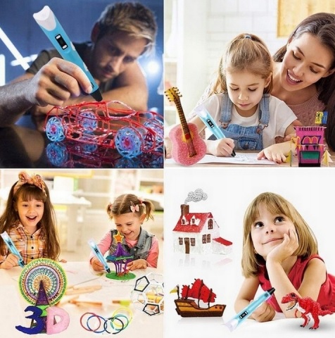 DŁUGOPIS MAGICZNY PEN DRUKARKA 3D ZESTAW 209 METRÓW WKŁADU KOLORY