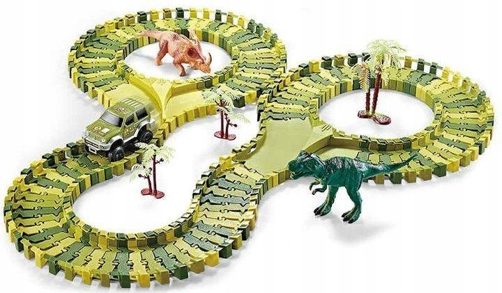 OGROMNY TOR SAMOCHODOWY DINOZAURY PARK DINOZAURÓW XXL 300 cm + AUTKO TUNEL