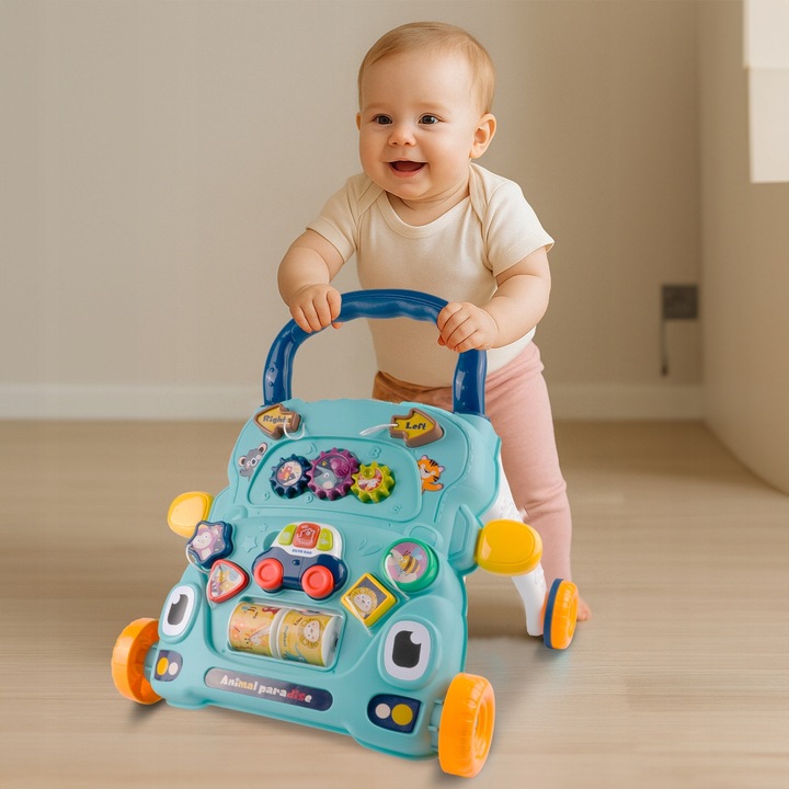 CHODZIK PCHACZ AUTKO ZABAWKA EDUKACYJNA INTERKATYWNA SORTER RUCHOME KLOCKI