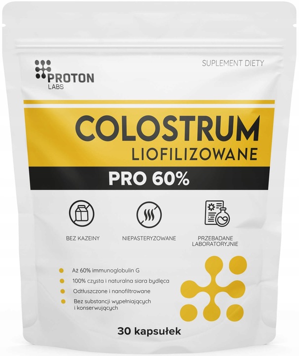 Proton Labs COLOSTRUM PRO 60% IG PREMIUM NAJMOCNIEJSZE 30kaps LIOFILIZOWANE