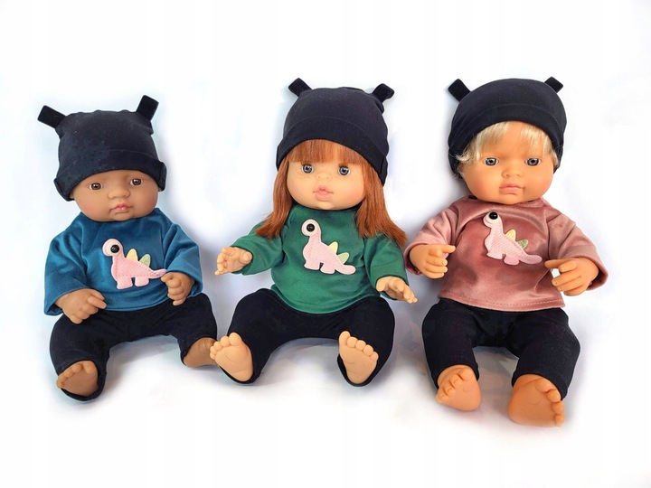 Ubranko dla lalek Koplet bluzka + getry+ czapka Miniland 32-38 cm kolory