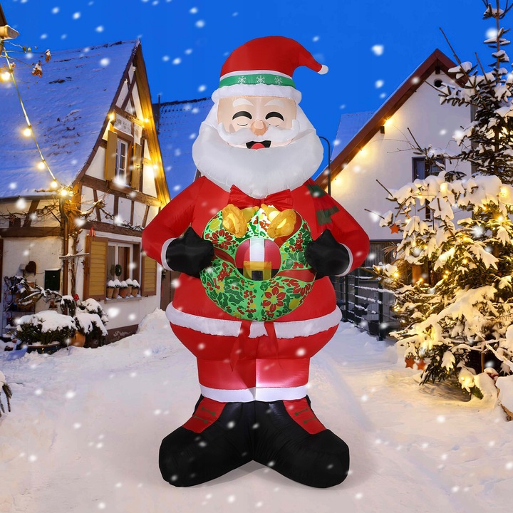 Dekoracje świąteczne Nadmuchiwany wieniec trzymający Świętego Mikołaja, 240