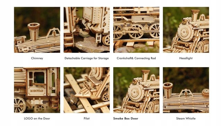 DREWNIANE PUZZLE 3D MODEL DO SKLEJANIA POCIĄG LOKOMOTYWA