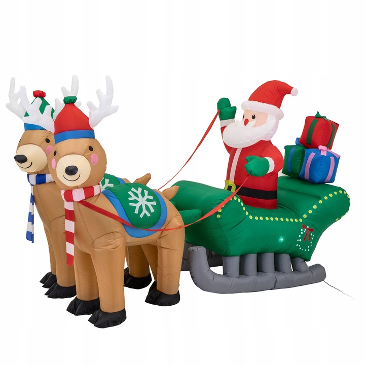 Mikołaj nadmuchiwany Dekoracja Świąteczna Sanie Renifer dmuchaniec JUMIhome