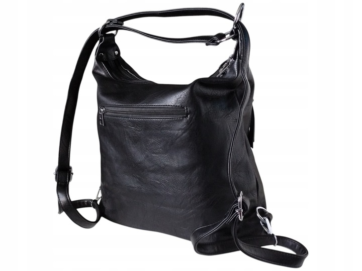 Torebka Damska Torebko-Plecak Miejska Listonoszka Czarny Styl Duży