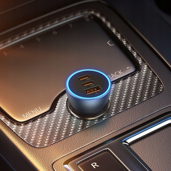 BASEUS ŁADOWARKA SAMOCHODOWA MOCNA SZYBKA 1xUSB 2xUSB-C 65W QC 4.0+ PD AFC