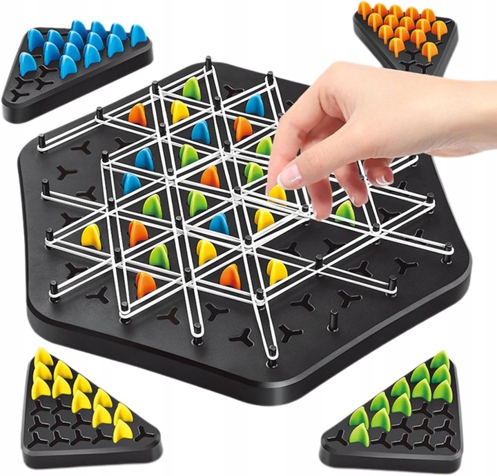 TRIANGLE CHESS BOARD GAME, INTERACTIVE PEGBOARD GAME, DESKTOP BOARD GAMES