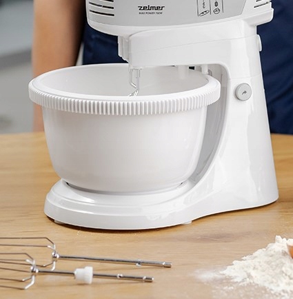 MIKSER RĘCZNY ZHM 2459S Z MISĄ 700W BIAŁY 4 KOŃCÓWKI ROBOT KUCHENNY