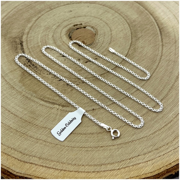 PIĘKNY SREBRNY ŁAŃCUSZEK DAMSKI BISMARK 925 2 MM PREZENT DLA NIEJ + GRAWER