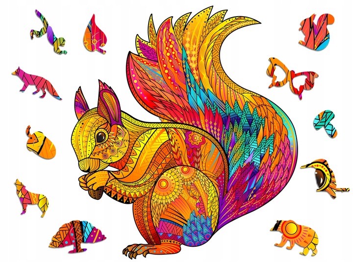 Puzzle Drewniane Premium 3D Układanka dla dorosłych Wiewiórka XL Zwierzęta