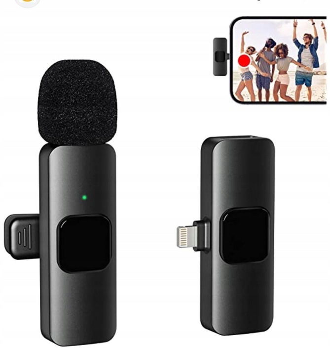 2xMIKROFON KRAWATOWY BEZPRZEWODOWY PRZYPINANY USB-C Lightning do IPhone 2w1