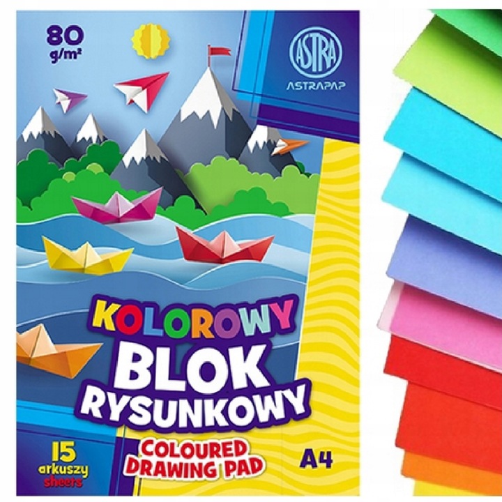 ASTRA ZESTAW BLOKÓW RYSUNKOWE, TECHNICZNE, BIAŁE KOLOROWE, BLOKI A4, A3