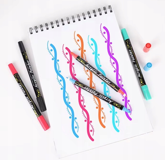 MARKERY AKRYLOWE ZESTAW 48 SZT Pisaki Flamastry Mazaki z farbą do kamieni