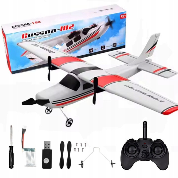 SAMOLOT ZDALNIE STEROWANY LATAJĄCY SZYBOWIEC RC MODEL CESSNA 182 PILOT 2,4
