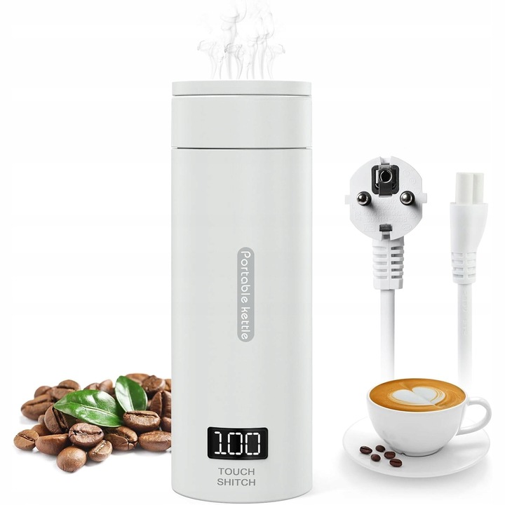 PODRÓŻNY MAŁY CZAJNIK ELEKTRYCZNY Z REGULACJĄ TEMPERATURY, KUBEK PODRÓŻNY