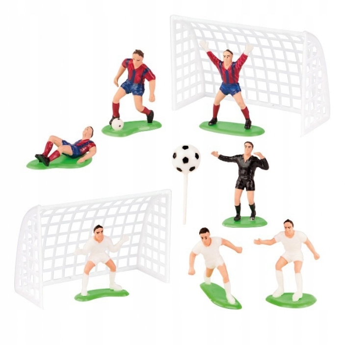 PIŁKARZE NA TORT DEKORACJA ZESTAW PIŁKARZYKI BRAMKA BOISKO FIGURKI